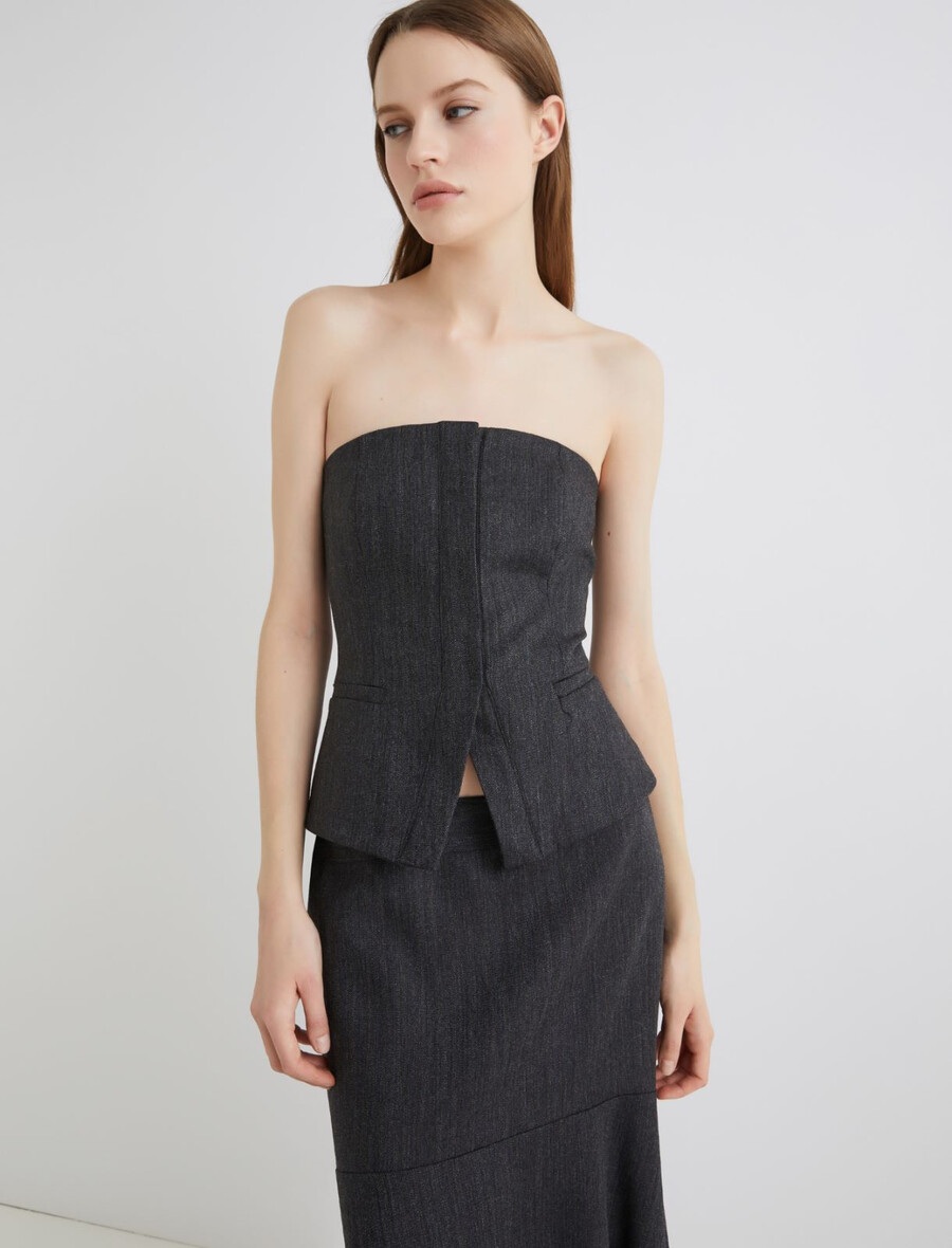 corset en laine baleiné - gris