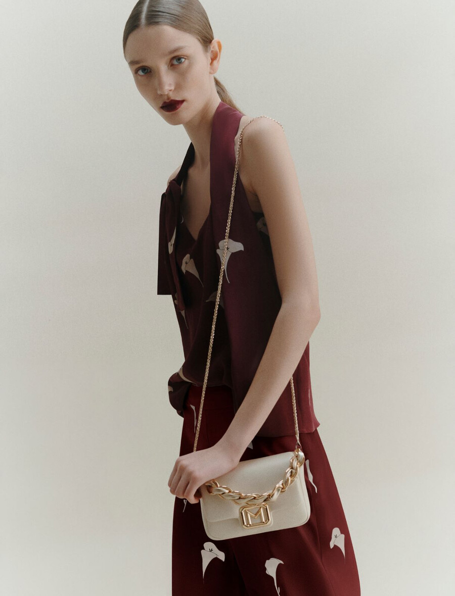 top en soie imprimée - naturel