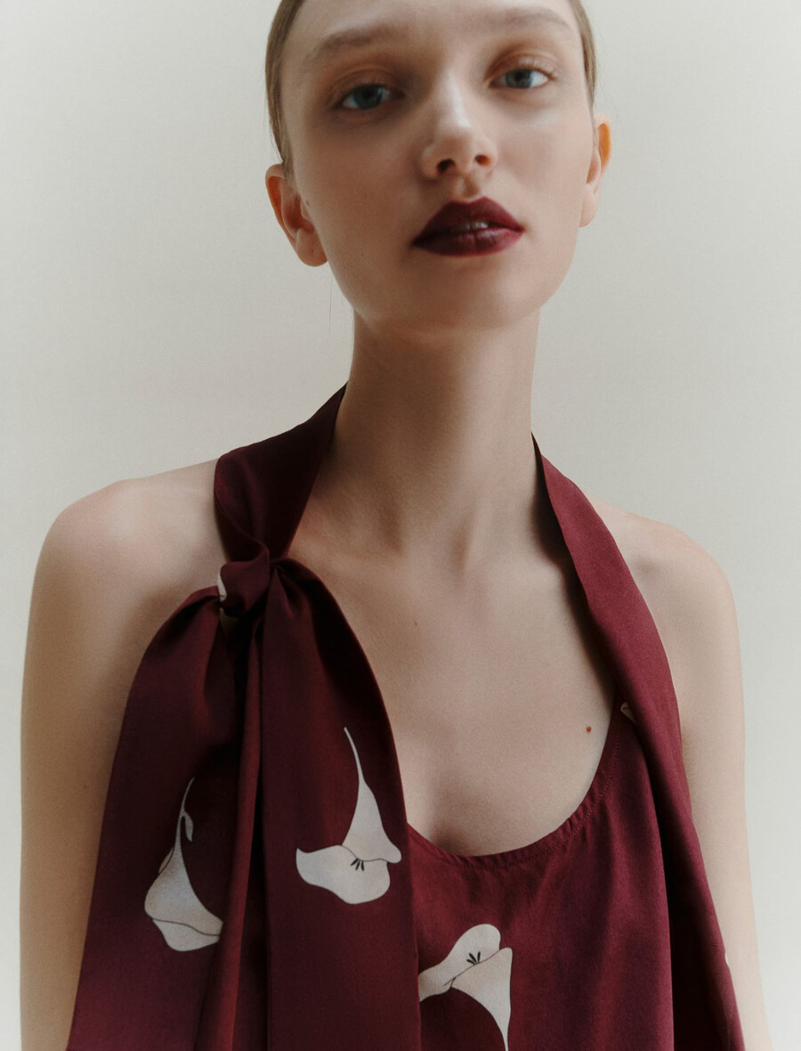 top en soie imprimée - naturel