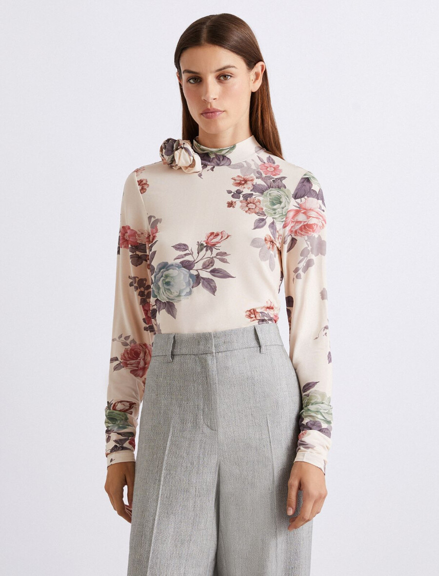 t-shirt imprimé en jersey - poudre