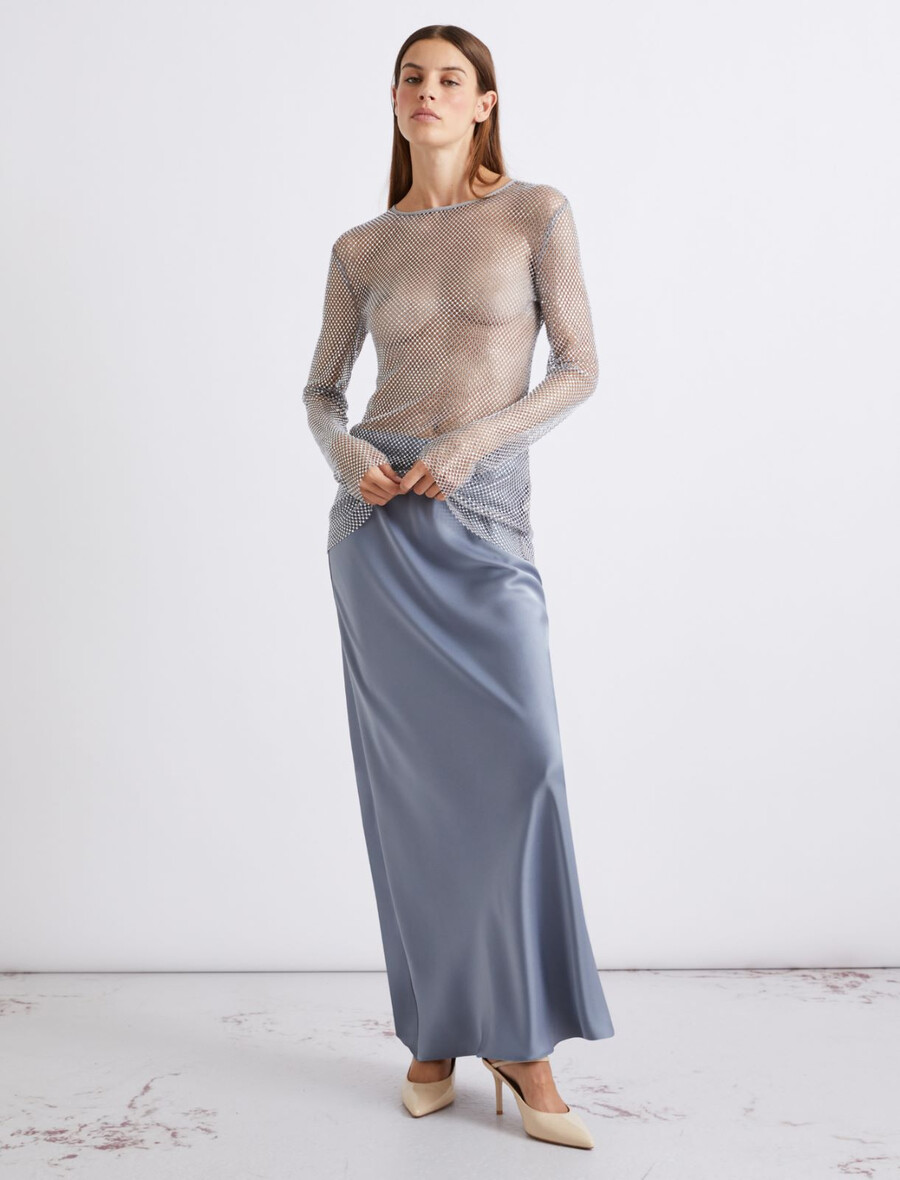 t-shirt en maille strass - gris