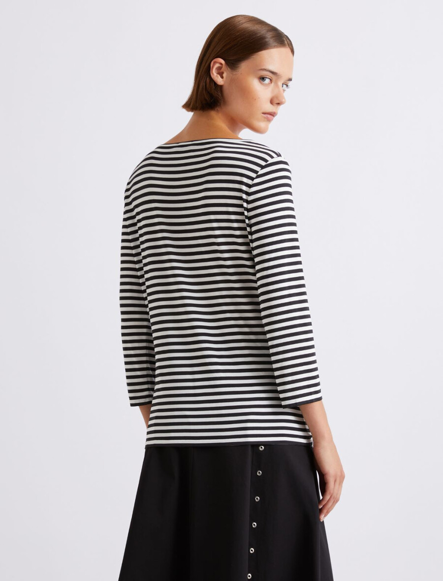 t-shirt rayé en jersey - crÈme