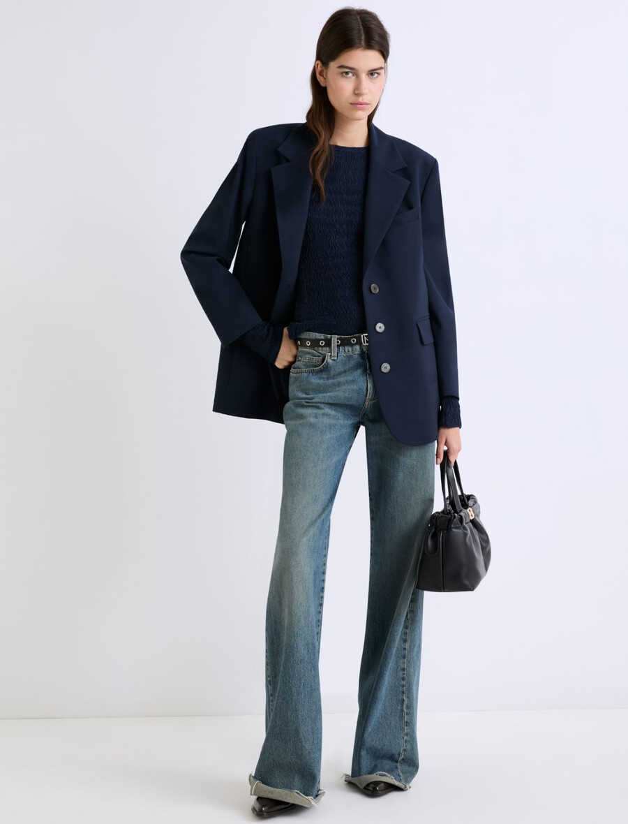 pull en jersey à manches longues - marine