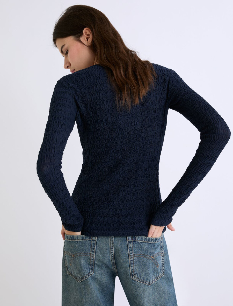 pull en jersey à manches longues - marine