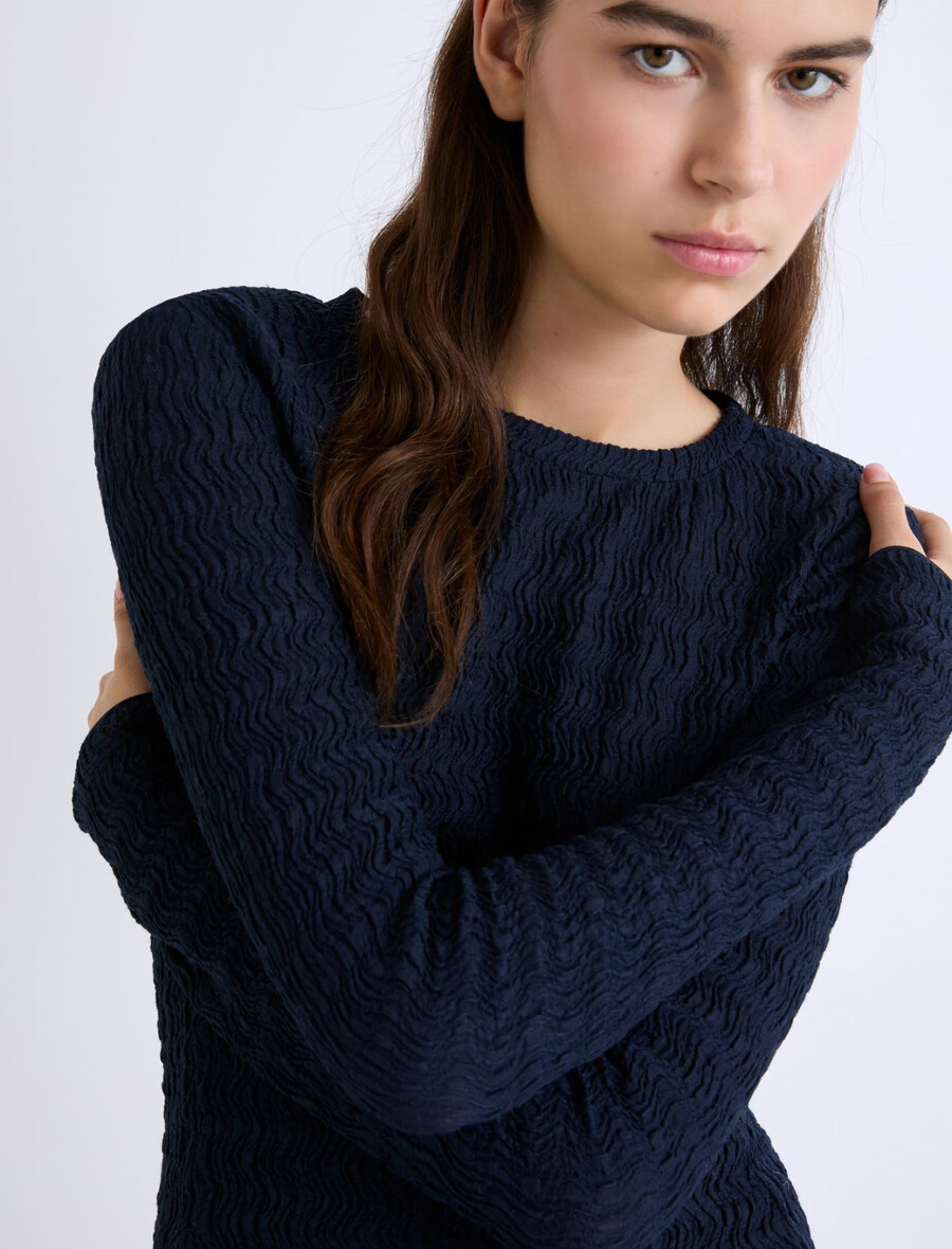 pull en jersey à manches longues - marine