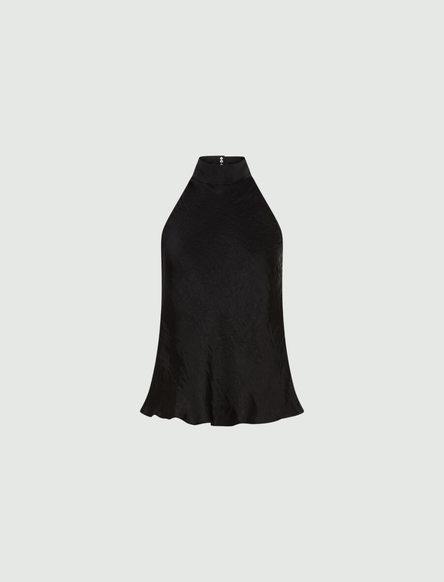 haut en sergé froissé - noir