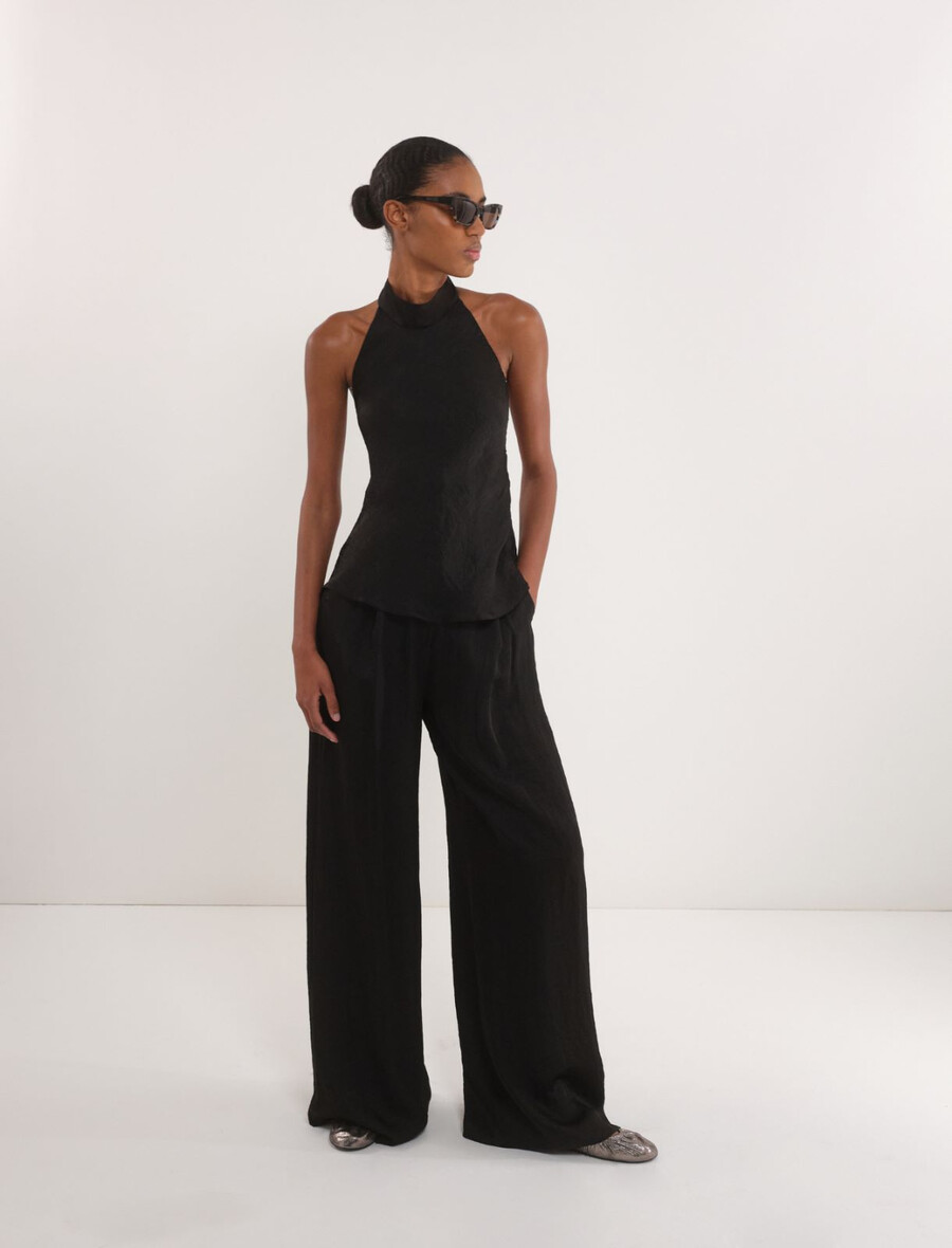 haut en sergé froissé - noir