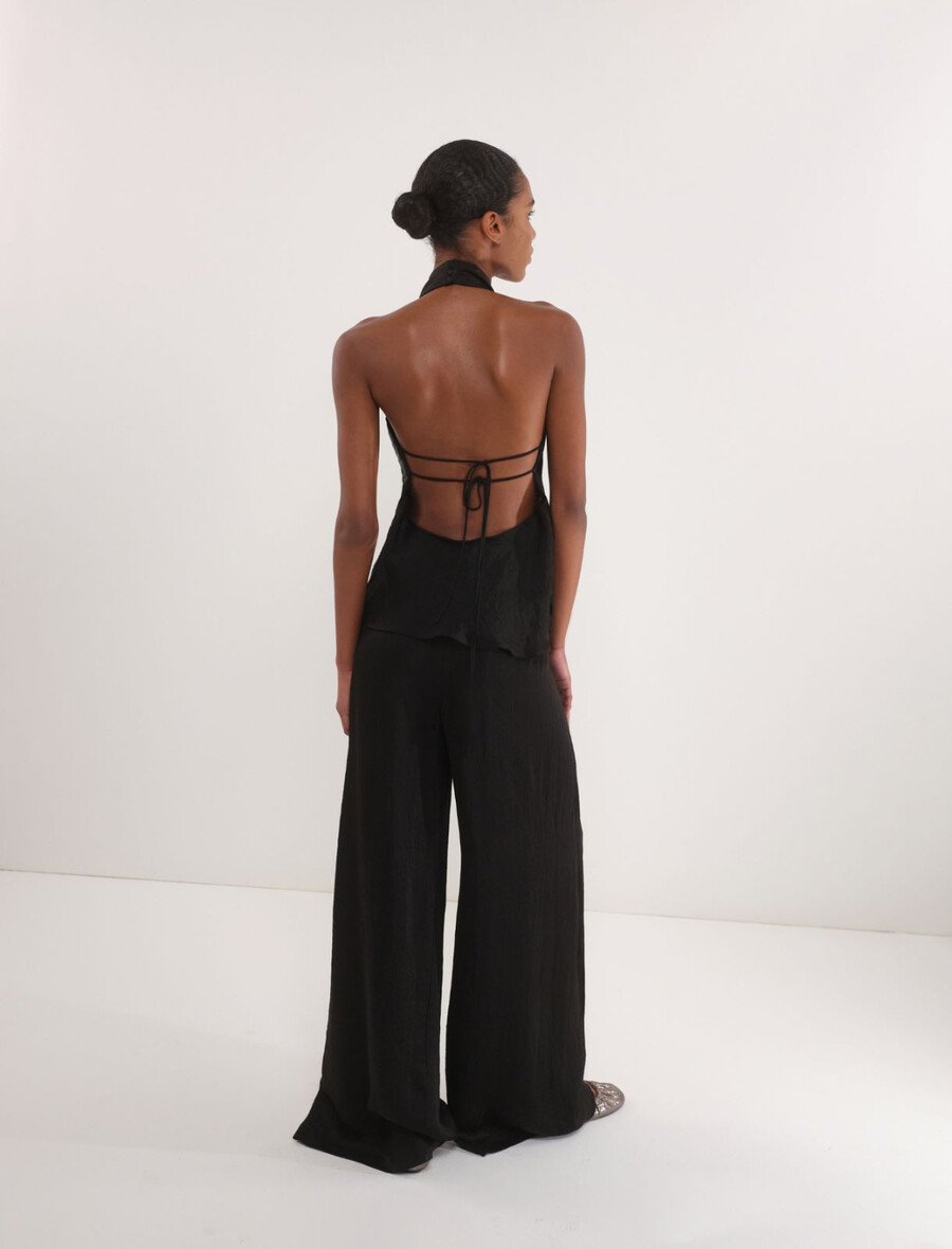 haut en sergé froissé - noir