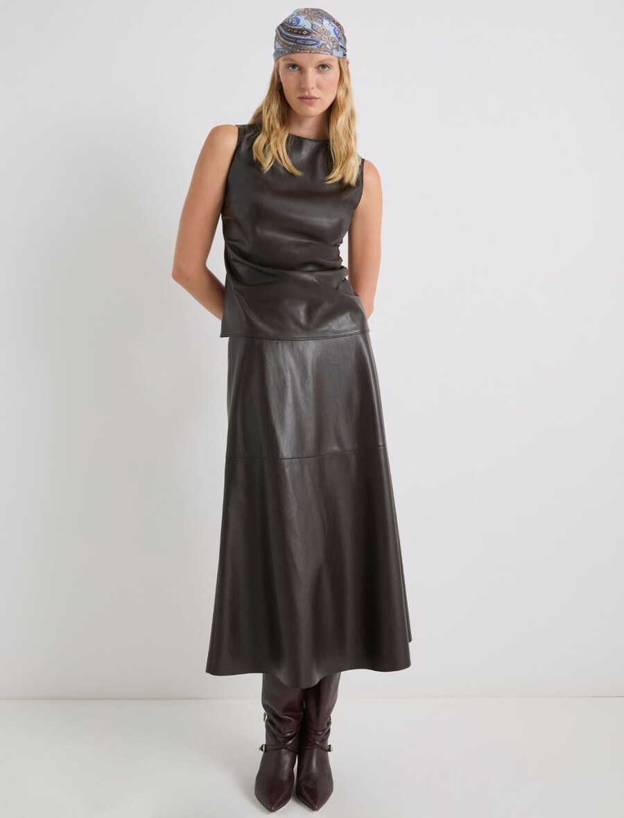 débardeur en jersey enduit sans manches - marron foncÉ