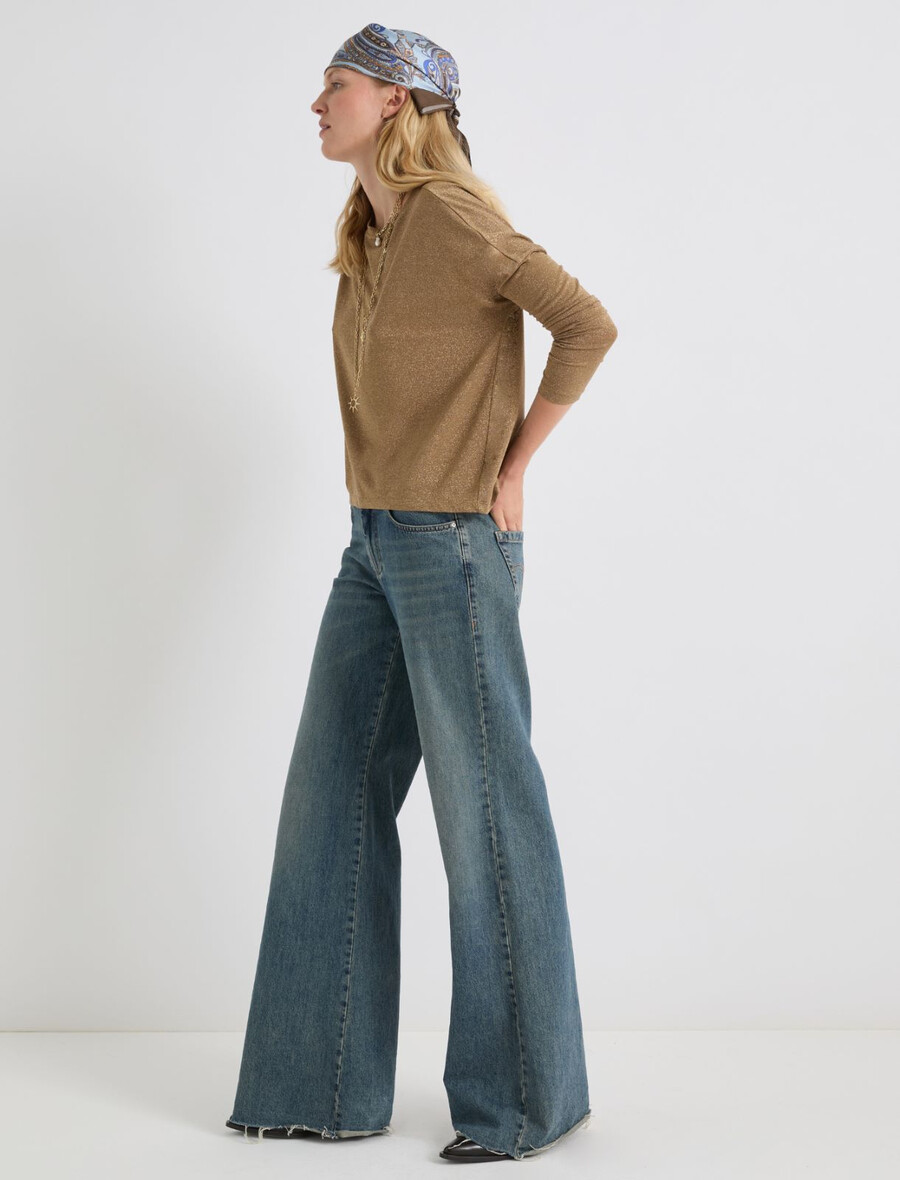 pull coupe décontractée orné de lurex - or