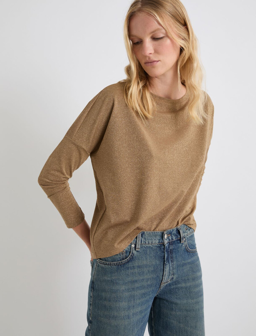pull coupe décontractée orné de lurex - or