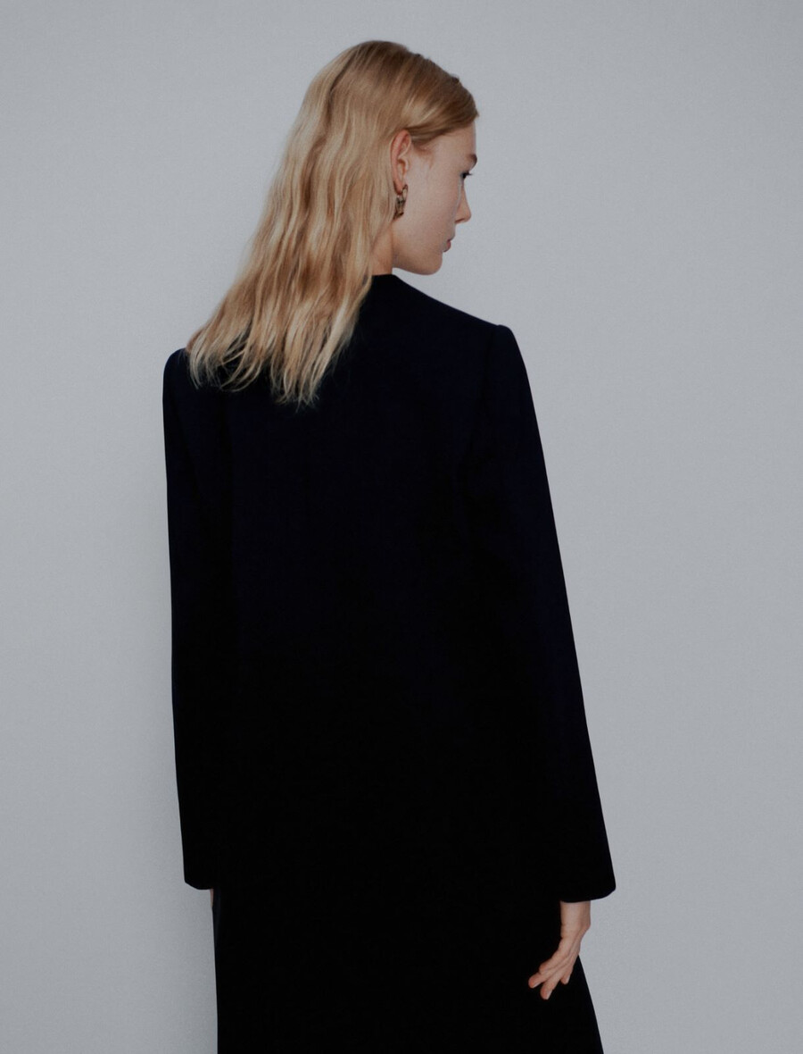 blazer envers en satin sans col - noir