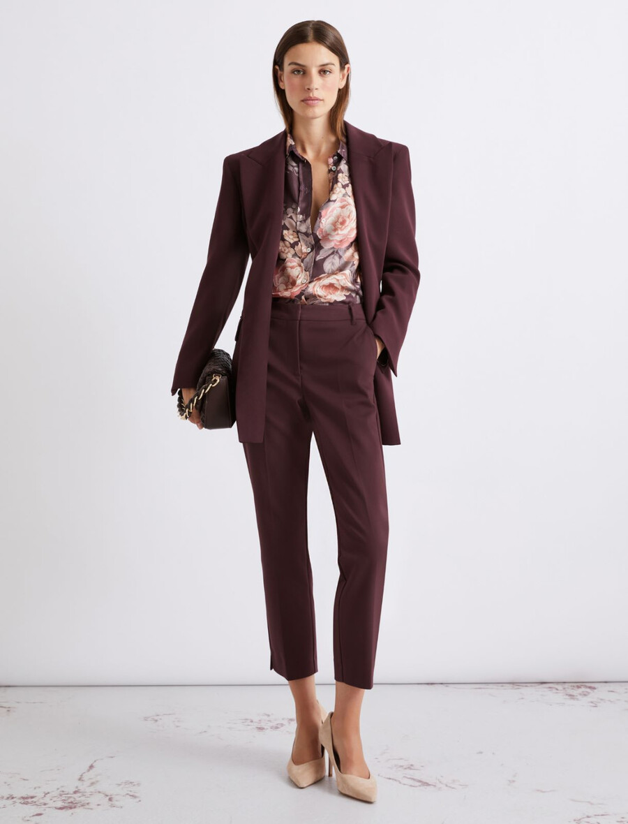 veste en crêpe ceinturée - bordeaux