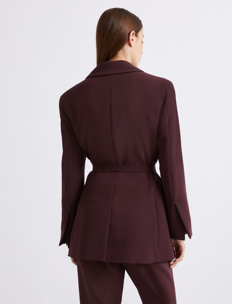 veste en crêpe ceinturée - bordeaux