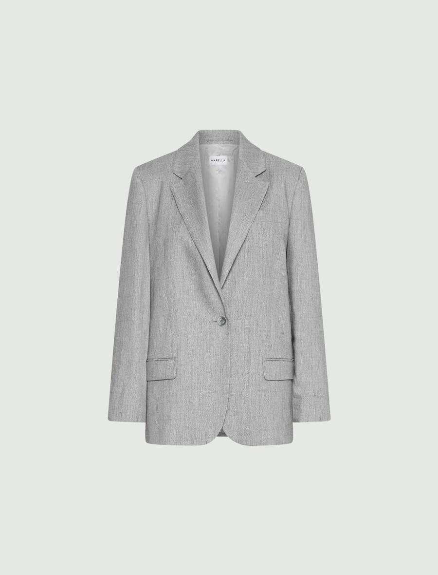 blazer en lin stretch grisaille - gris