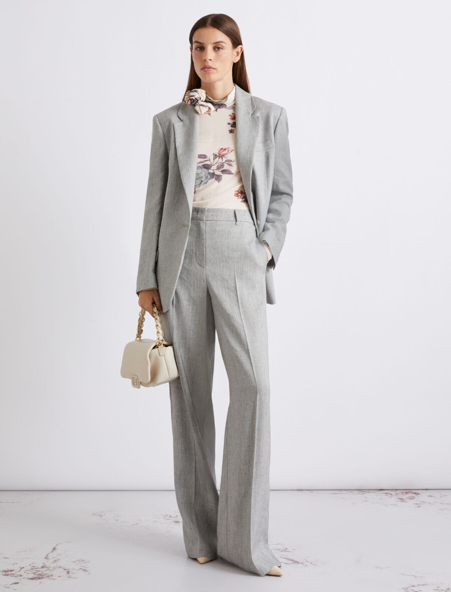 blazer en lin stretch grisaille - gris