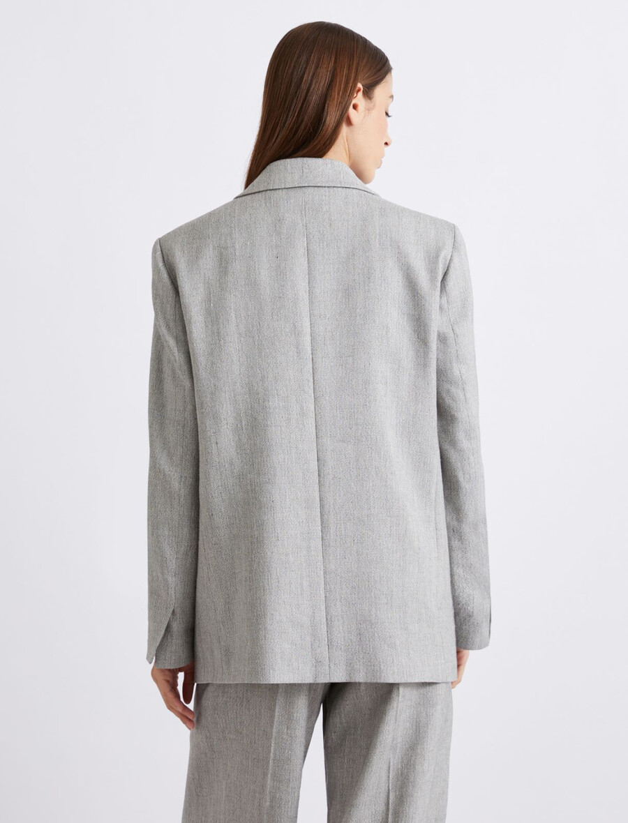 blazer en lin stretch grisaille - gris