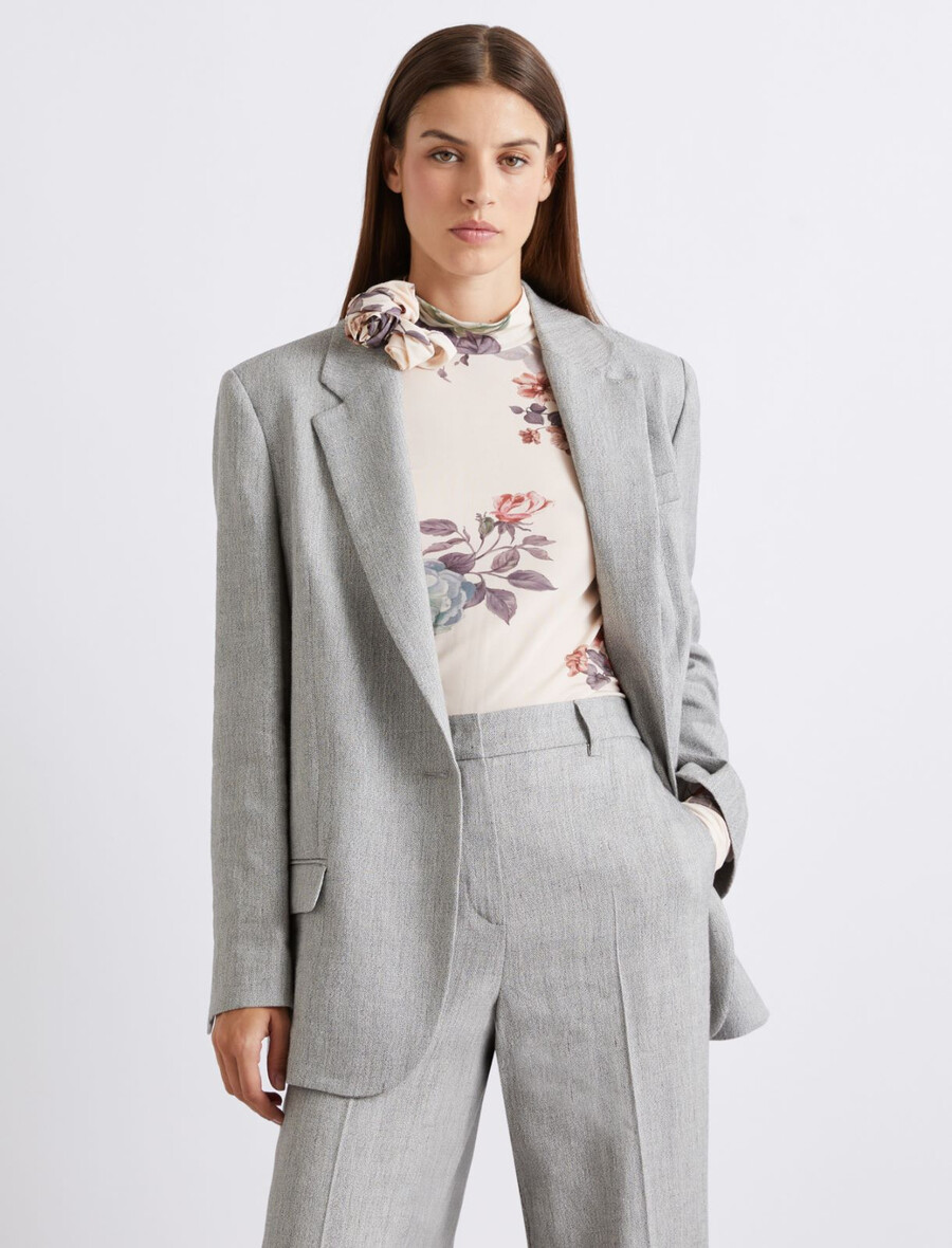 blazer en lin stretch grisaille - gris