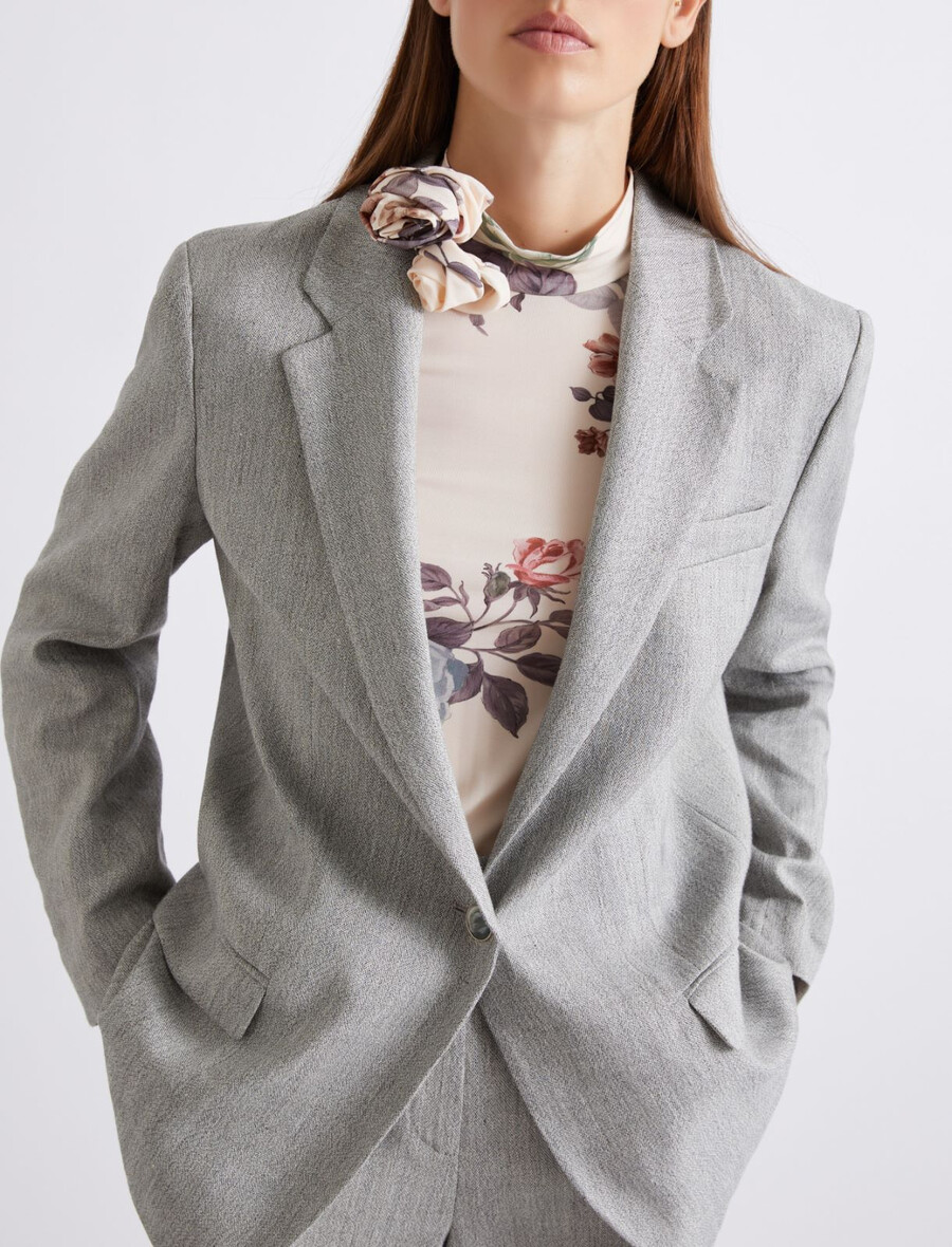 blazer en lin stretch grisaille - gris