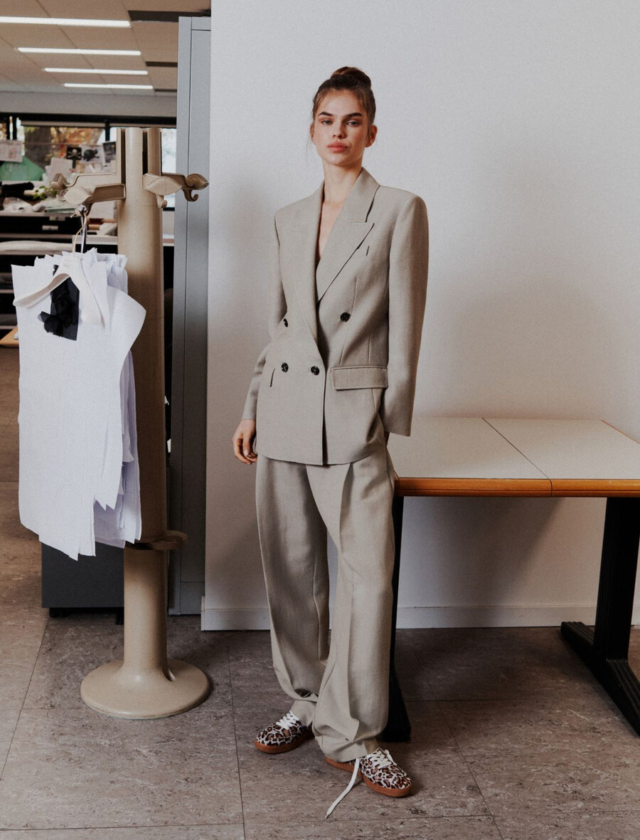 blazer oversize déstructuré - gris clair