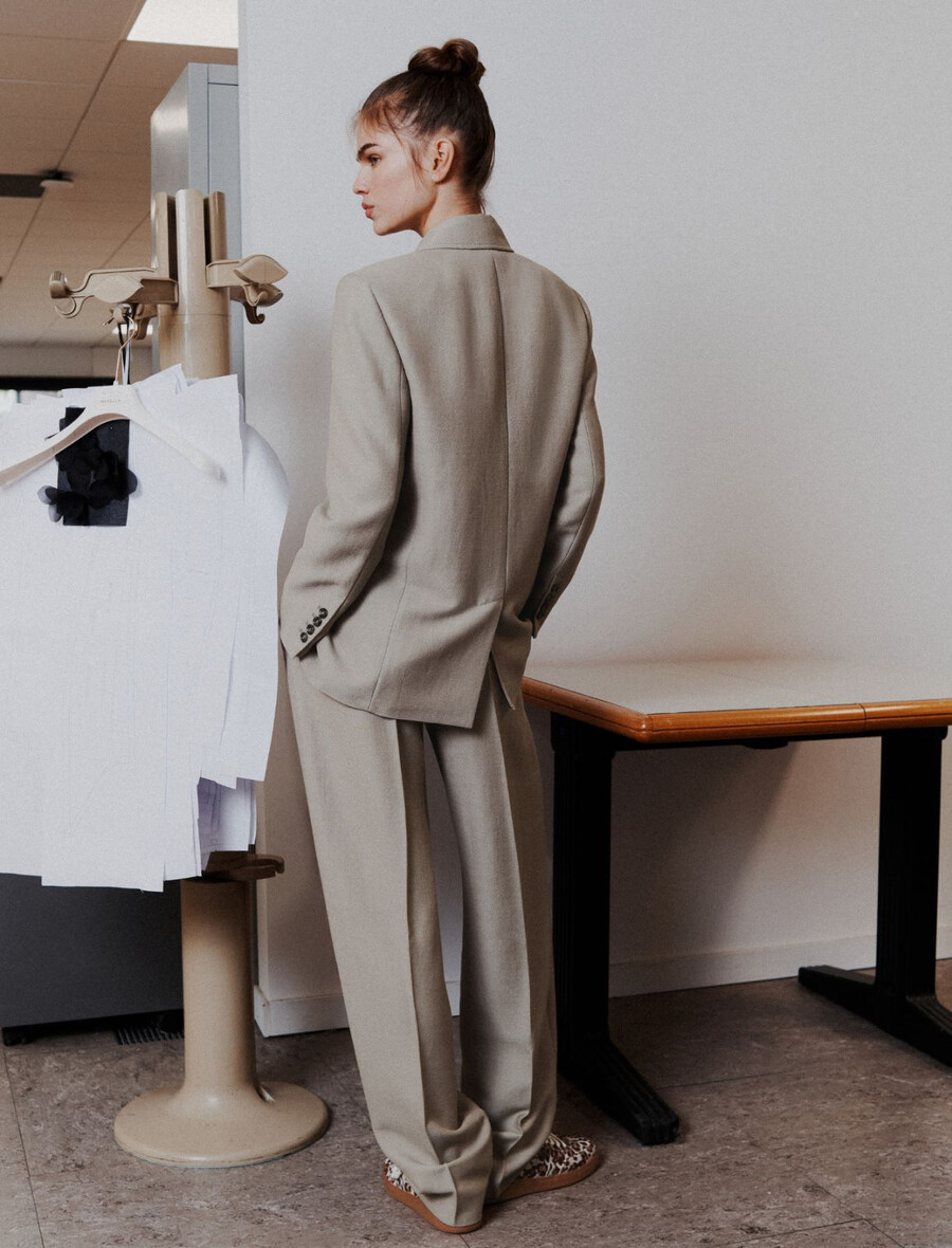 blazer oversize déstructuré - gris clair