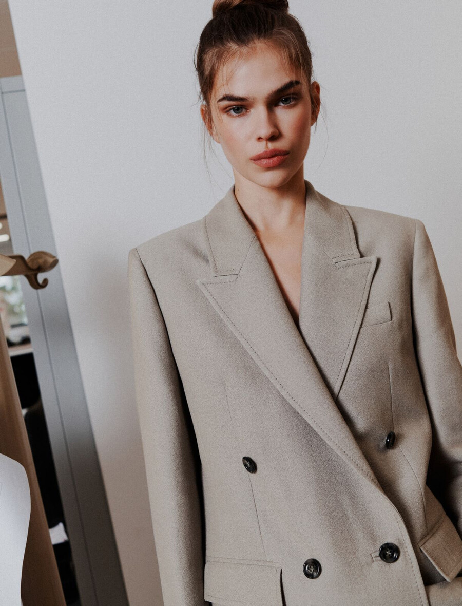 blazer oversize déstructuré - gris clair