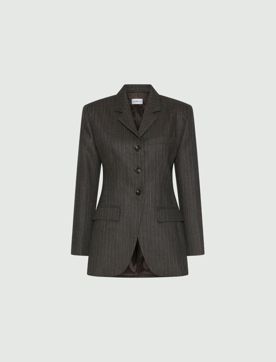 blazer trois boutons coupe ajustée - marron