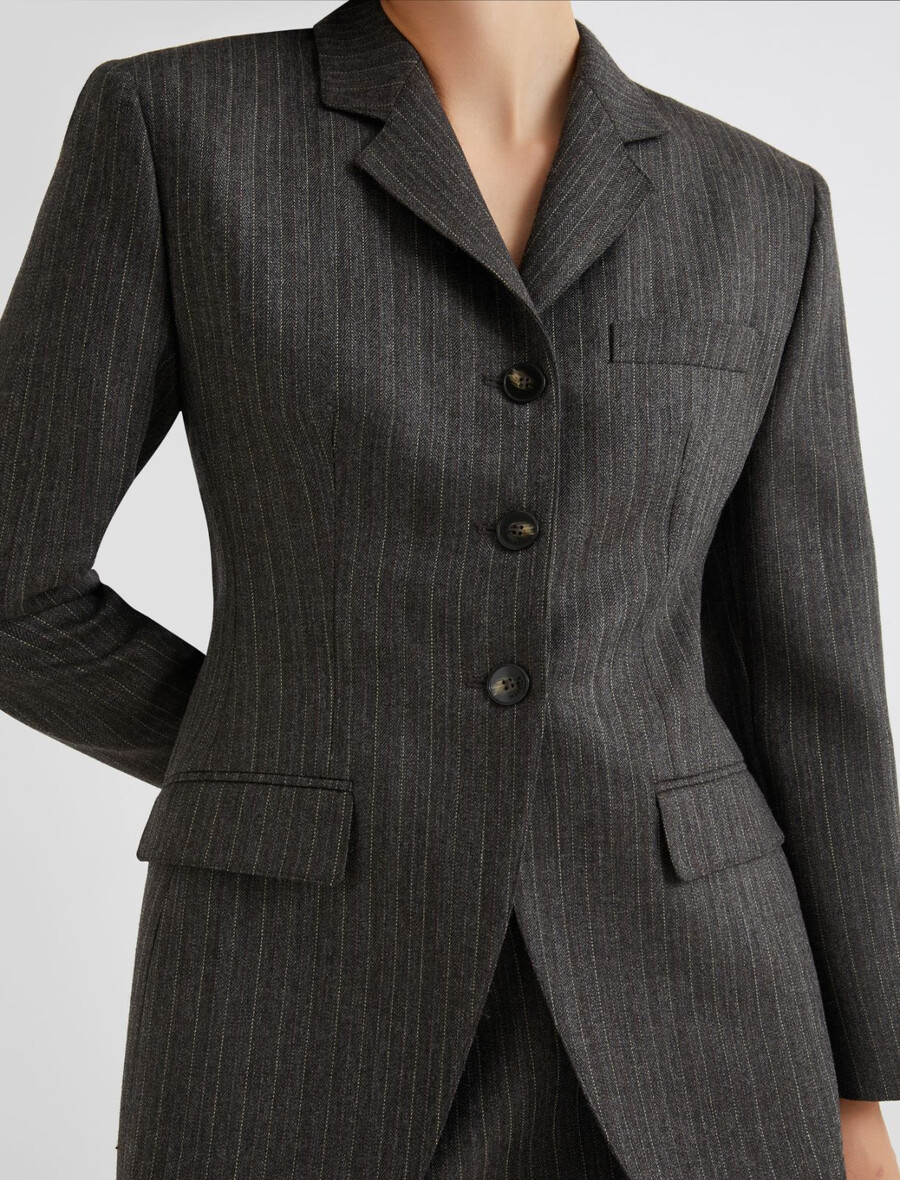 blazer trois boutons coupe ajustée - marron