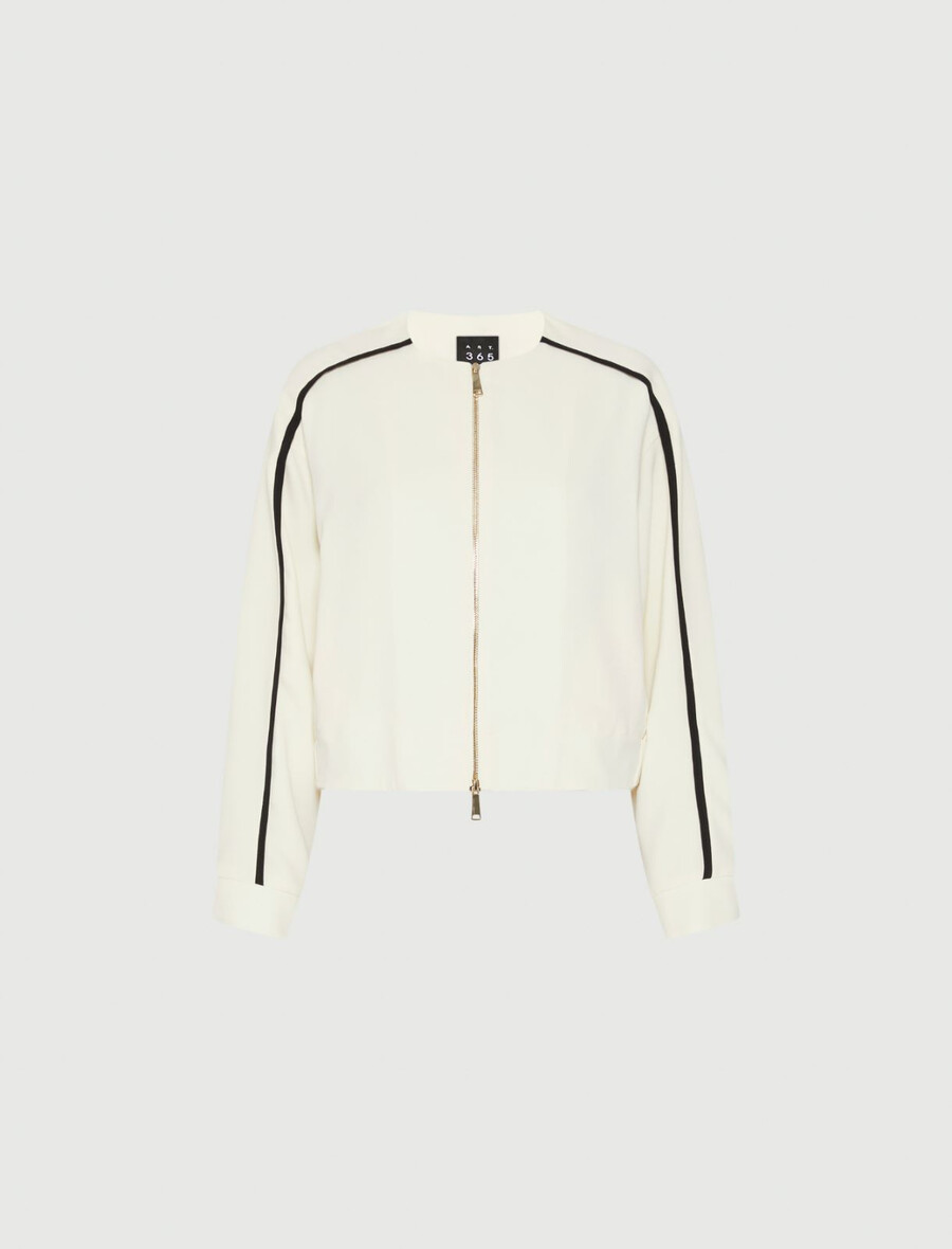 blouson aviateur en satin - laine blanc