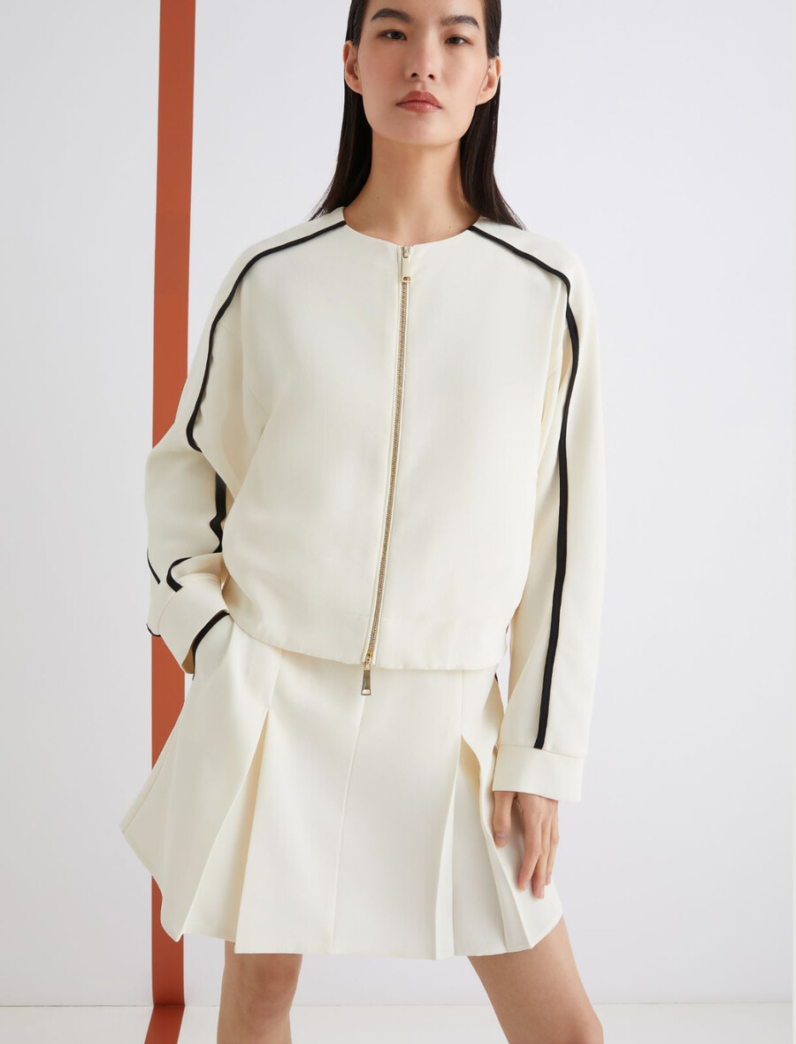 blouson aviateur en satin - laine blanc