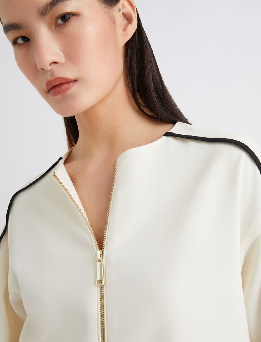 blouson aviateur en satin - laine blanc