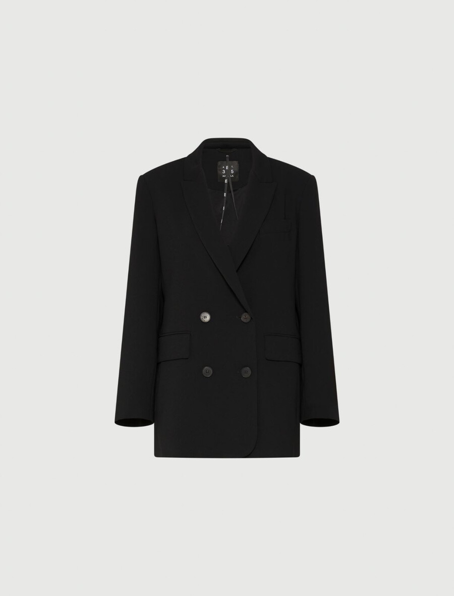 veste en satin envers coupe droite - noire