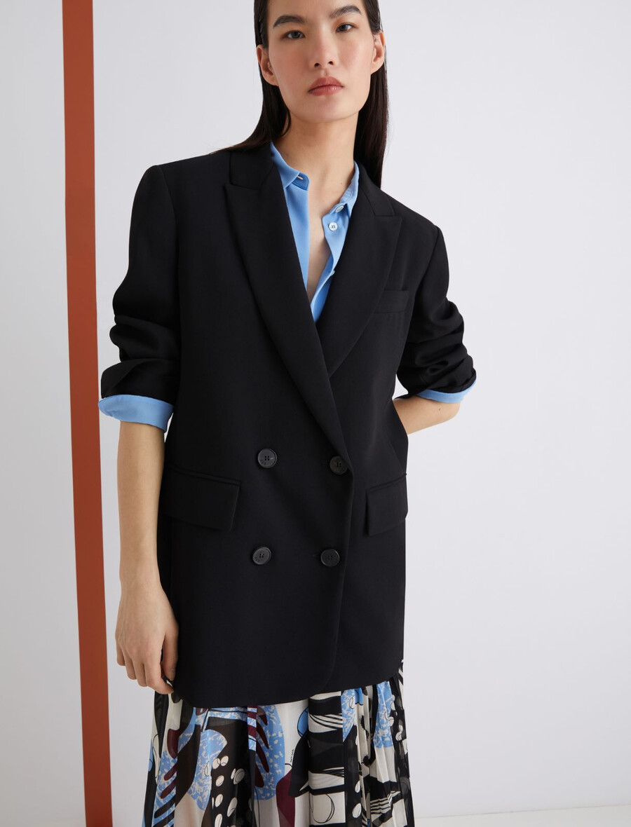 veste en satin envers coupe droite - noire