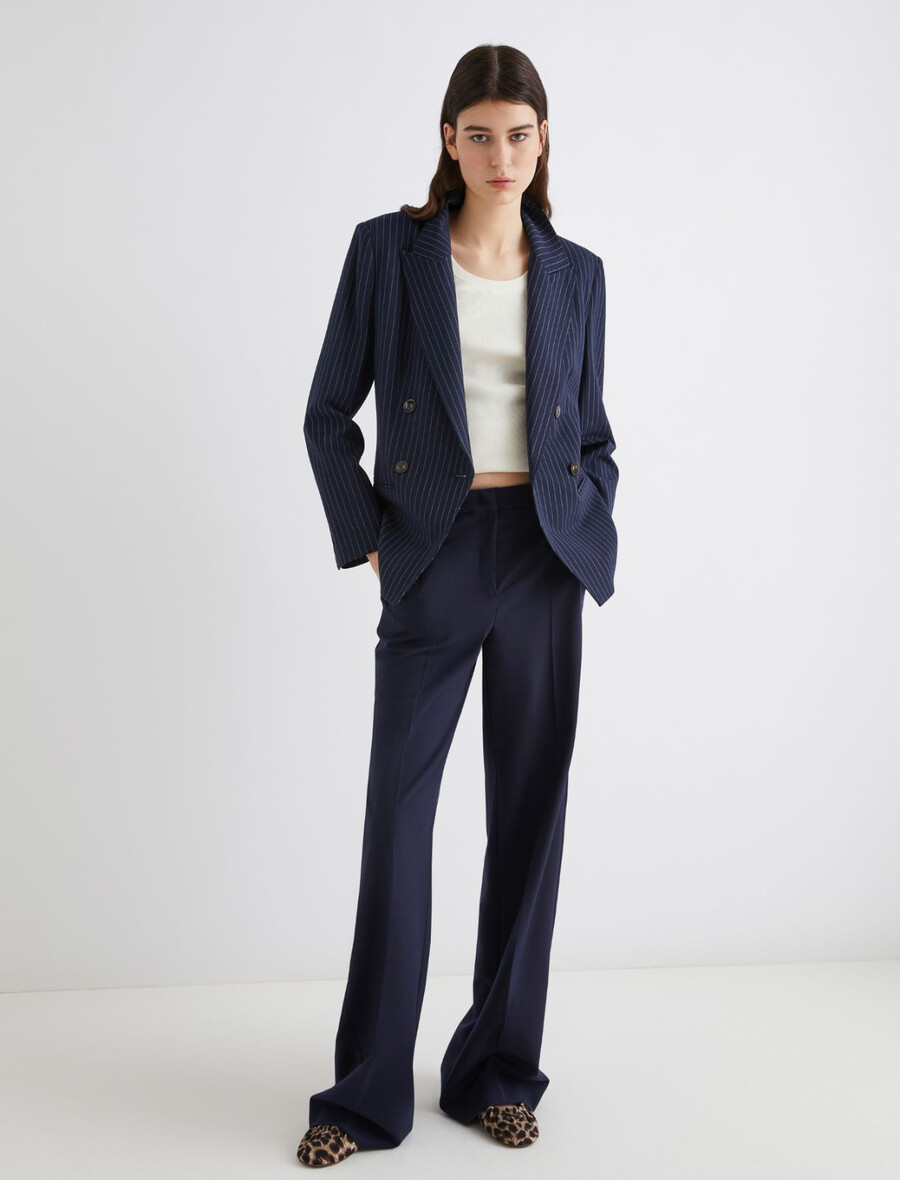 blazer en toile stretch - marine