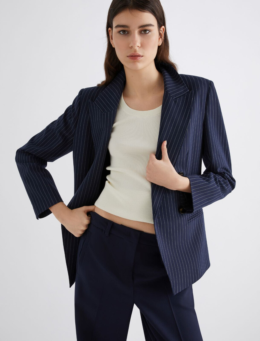 blazer en toile stretch - marine
