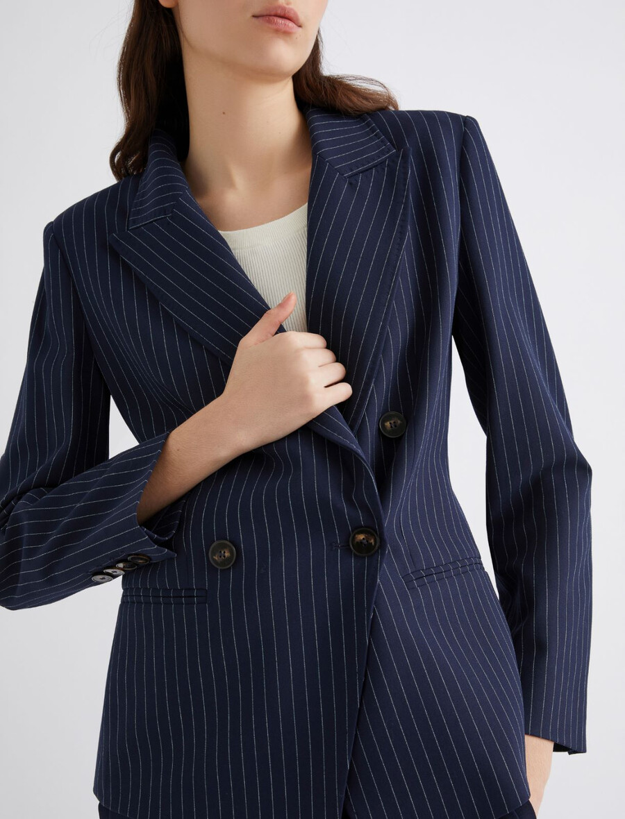 blazer en toile stretch - marine