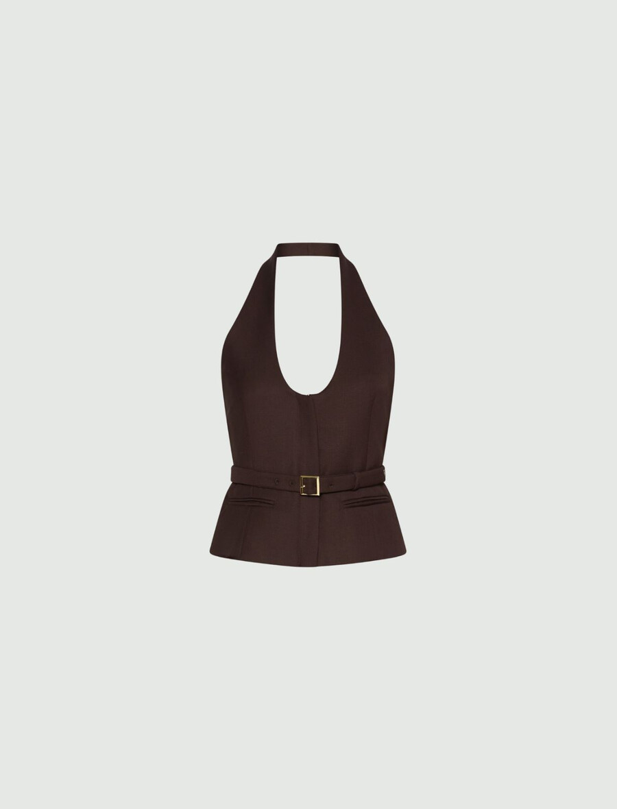 gilet dos ouvert - marron