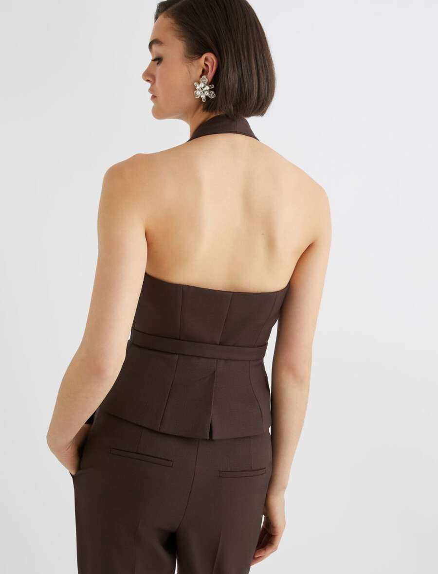 gilet dos ouvert - marron