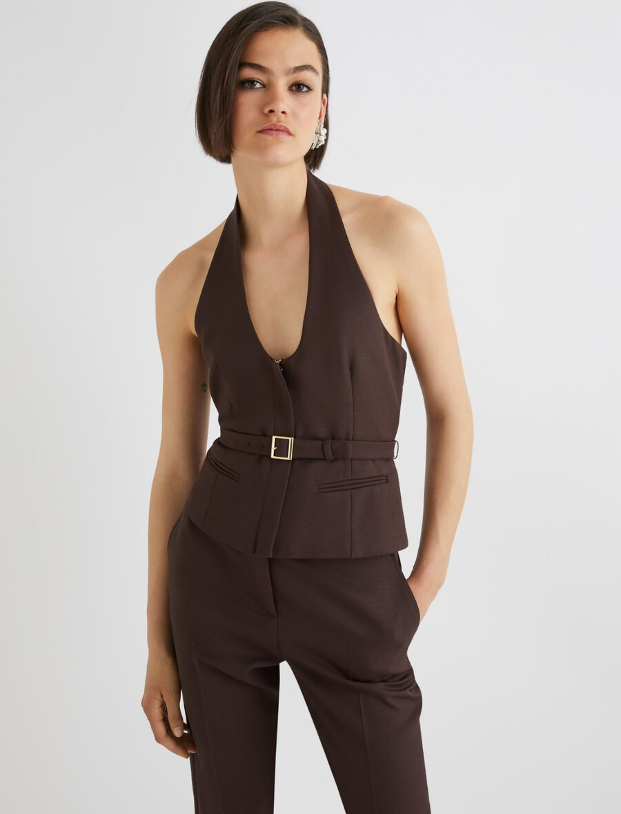 gilet dos ouvert - marron