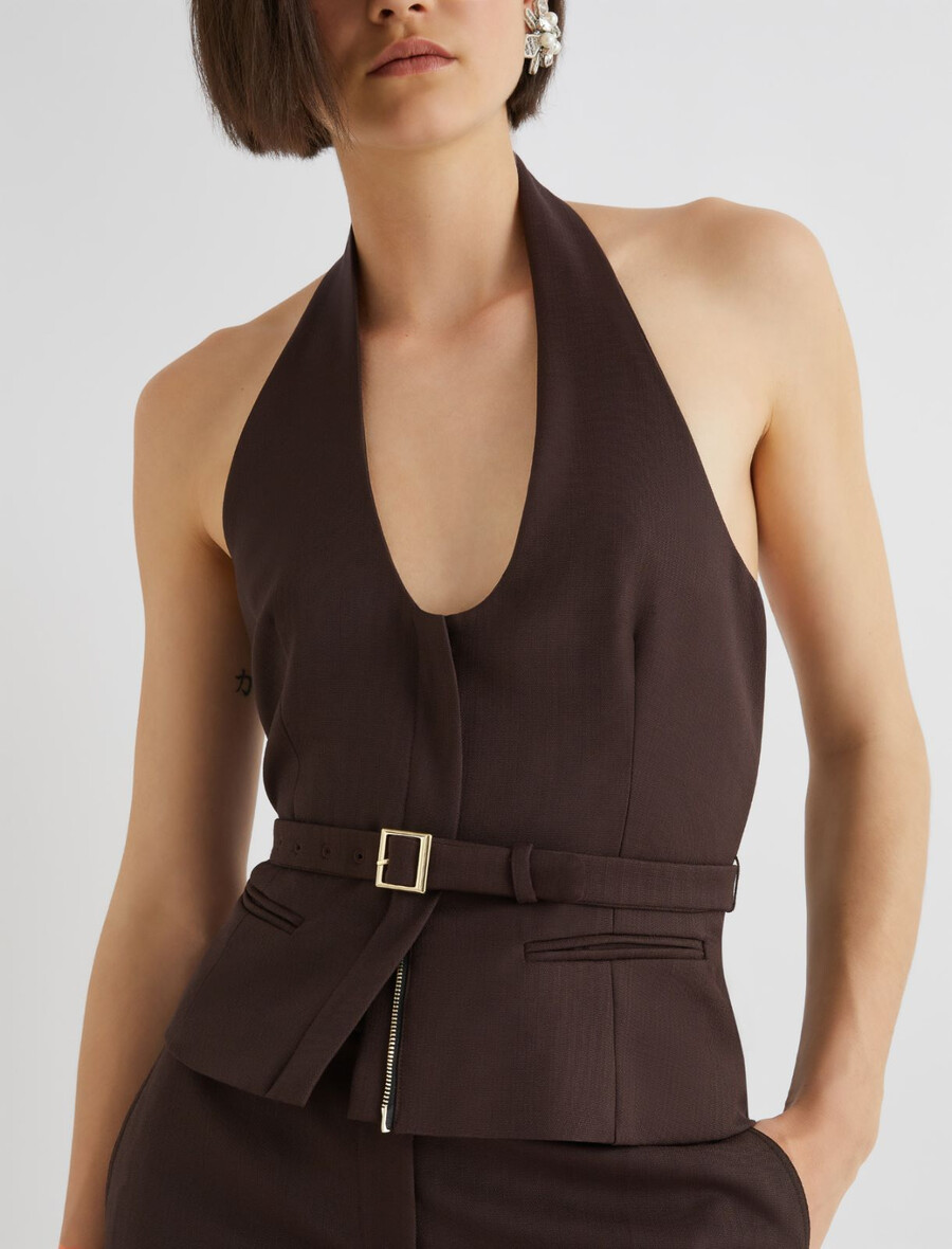 gilet dos ouvert - marron