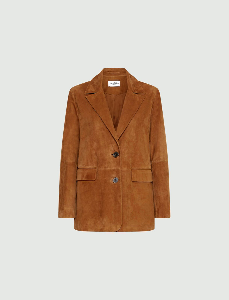 blazer en daim semi-ajusté - camel