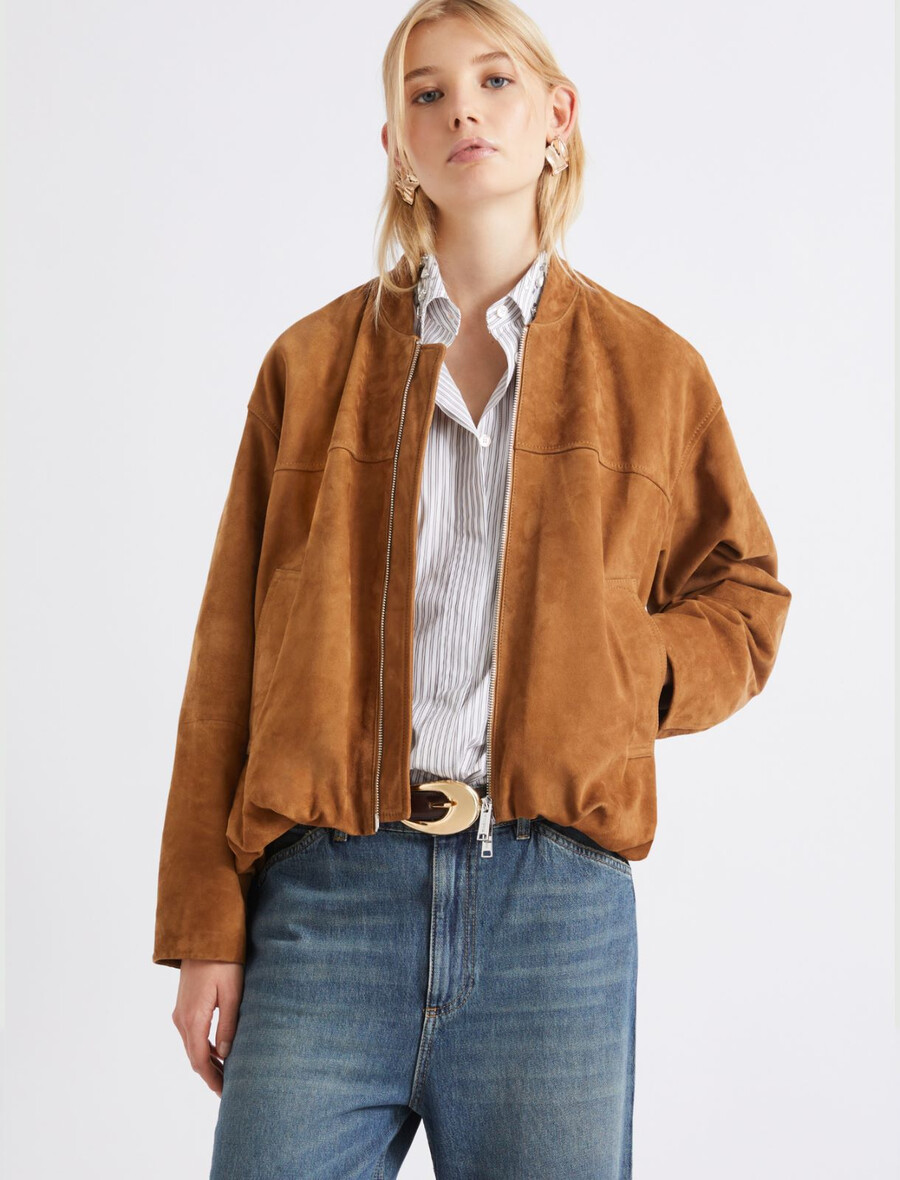 blouson en daim - camel