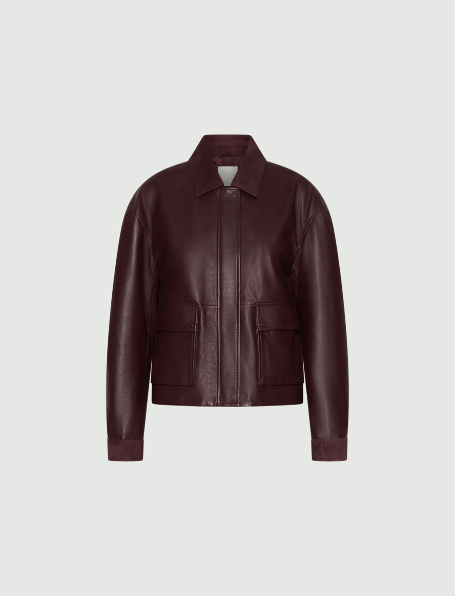 veste en cuir - bordeaux