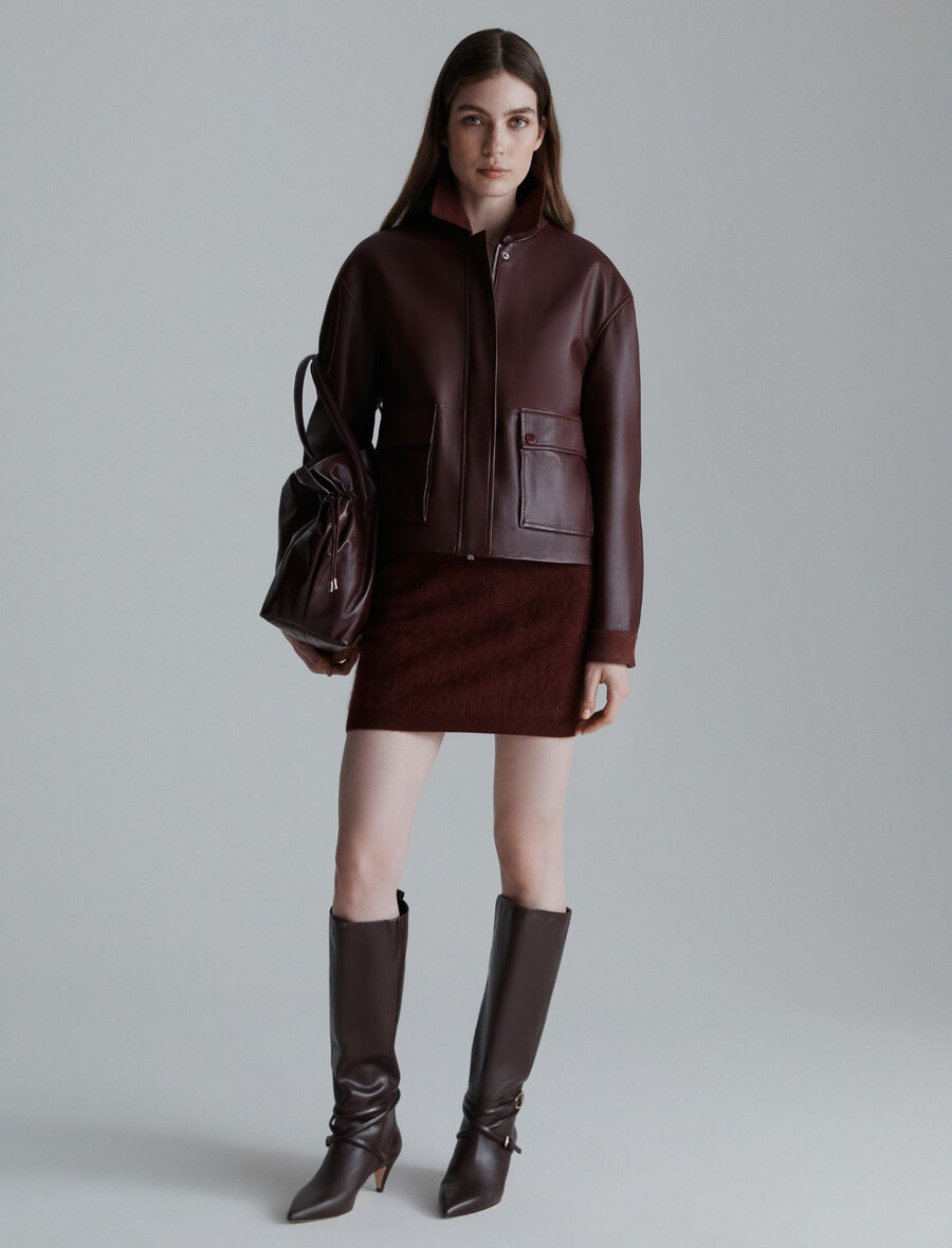 veste en cuir - bordeaux