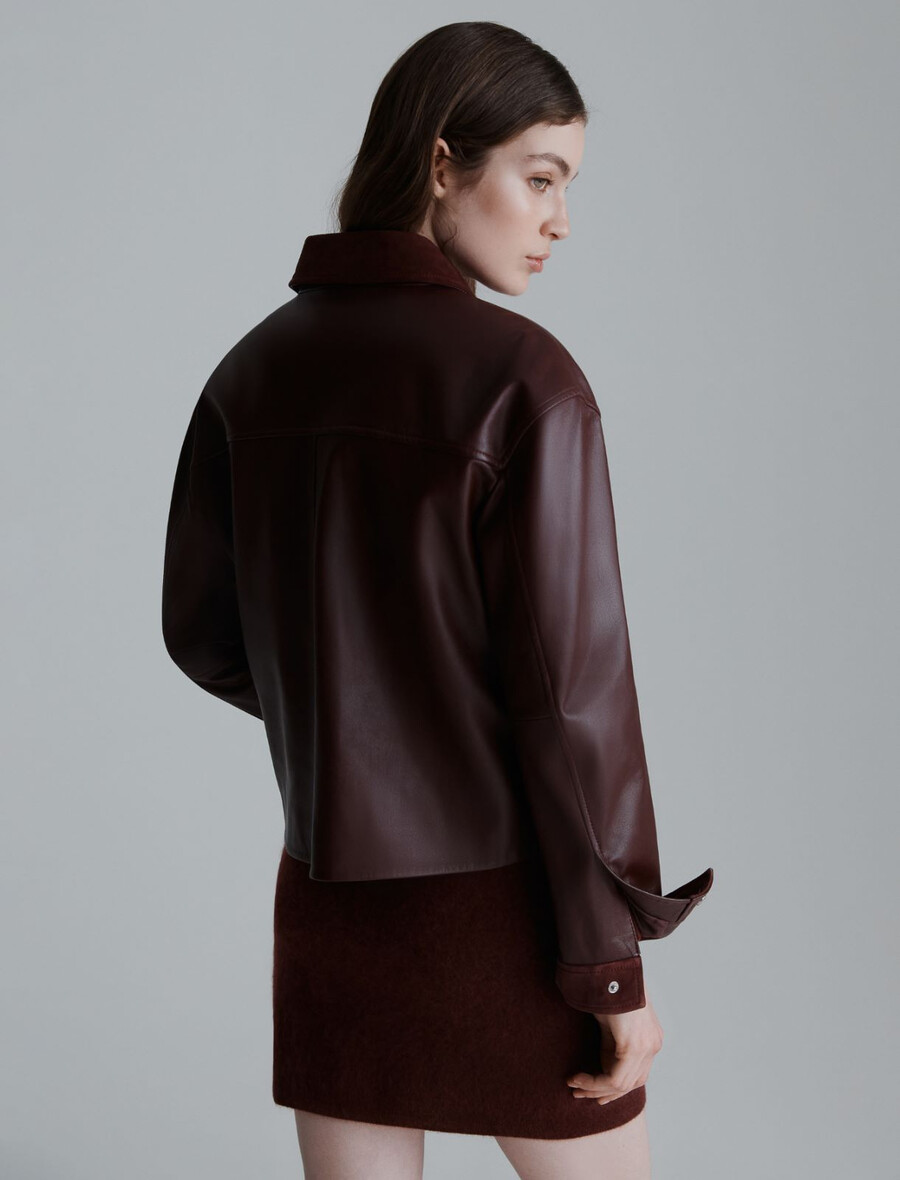 veste en cuir - bordeaux