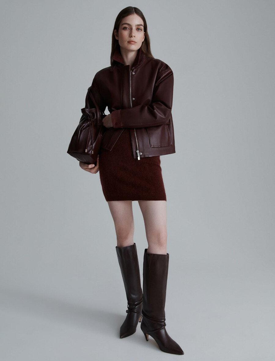 veste en cuir - bordeaux