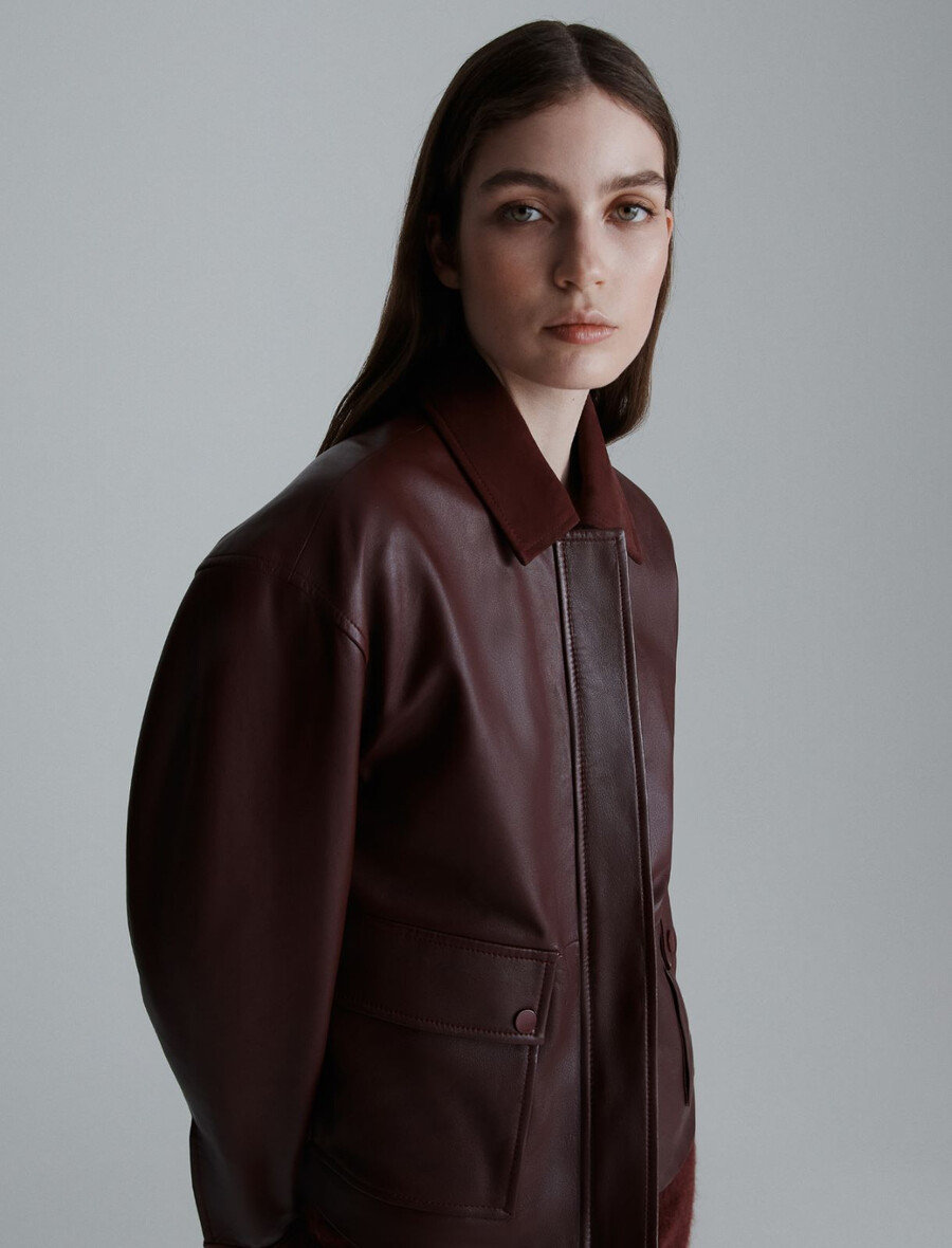 veste en cuir - bordeaux