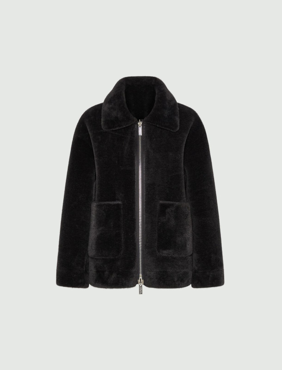 veste réversible coupe cocon - gris foncÉ