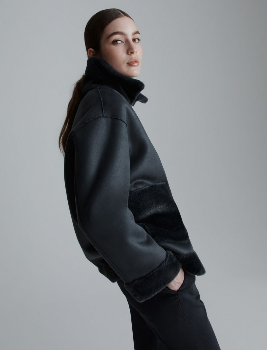 veste réversible coupe cocon - gris foncÉ