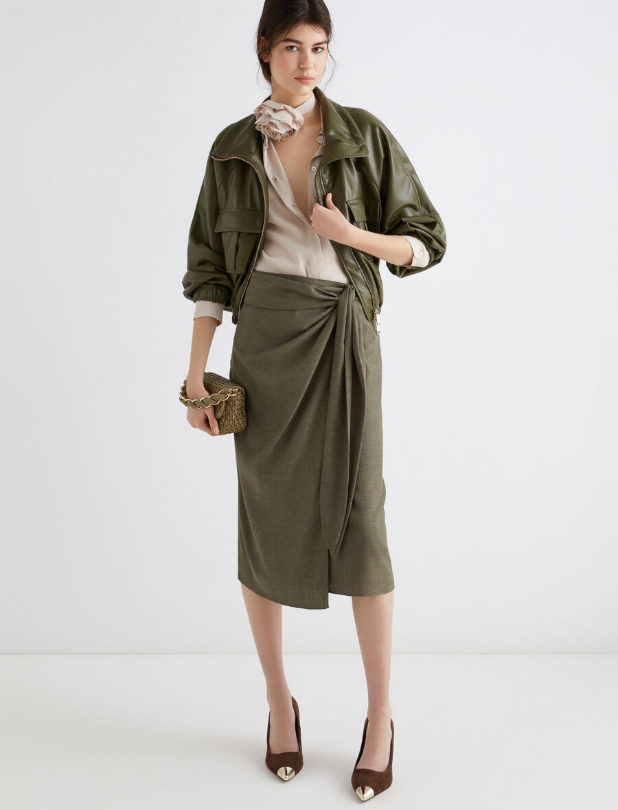 blouson en jersey enduit - olive